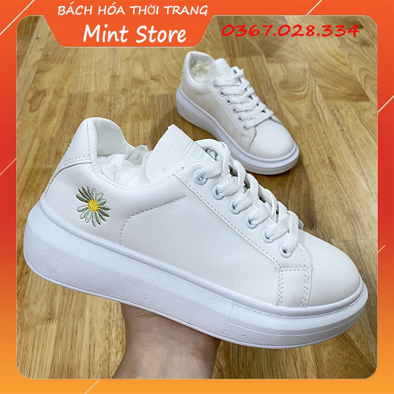 GIÀY SNEAKER NỮ TRẮNG GÓT HOA CÚC ĐỘN ĐẾ 3 PHÂN PHỐI DA PU CỰC ĐẸP (KÈM ẢNH THẬT) G 74 | WebRaoVat - webraovat.net.vn