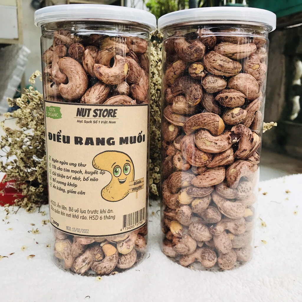 Hạt điều A Cồ rang muối xuất khẩu loại 1 xếp hoa Nut Store 500g