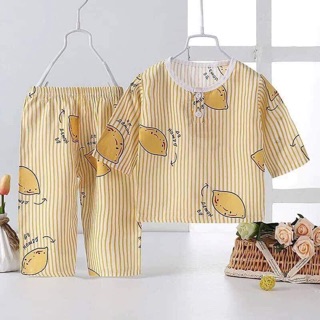 Đồ bộ cho bé mặc nhà dài tay chất lanh lụa siêu mát