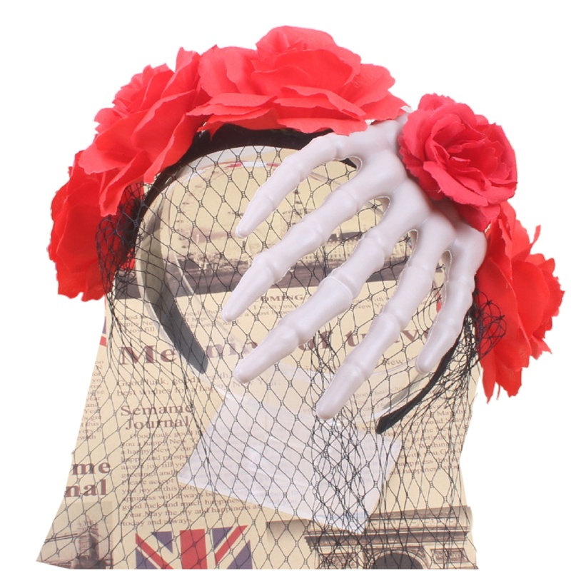 Flgo Băng Đô Cài Tóc Hình Bộ Xương Hoa Hồng Màu Sắc Phù Hợp Cho Phát Sóng Trực Tiếp Dành Cho Người Lớn