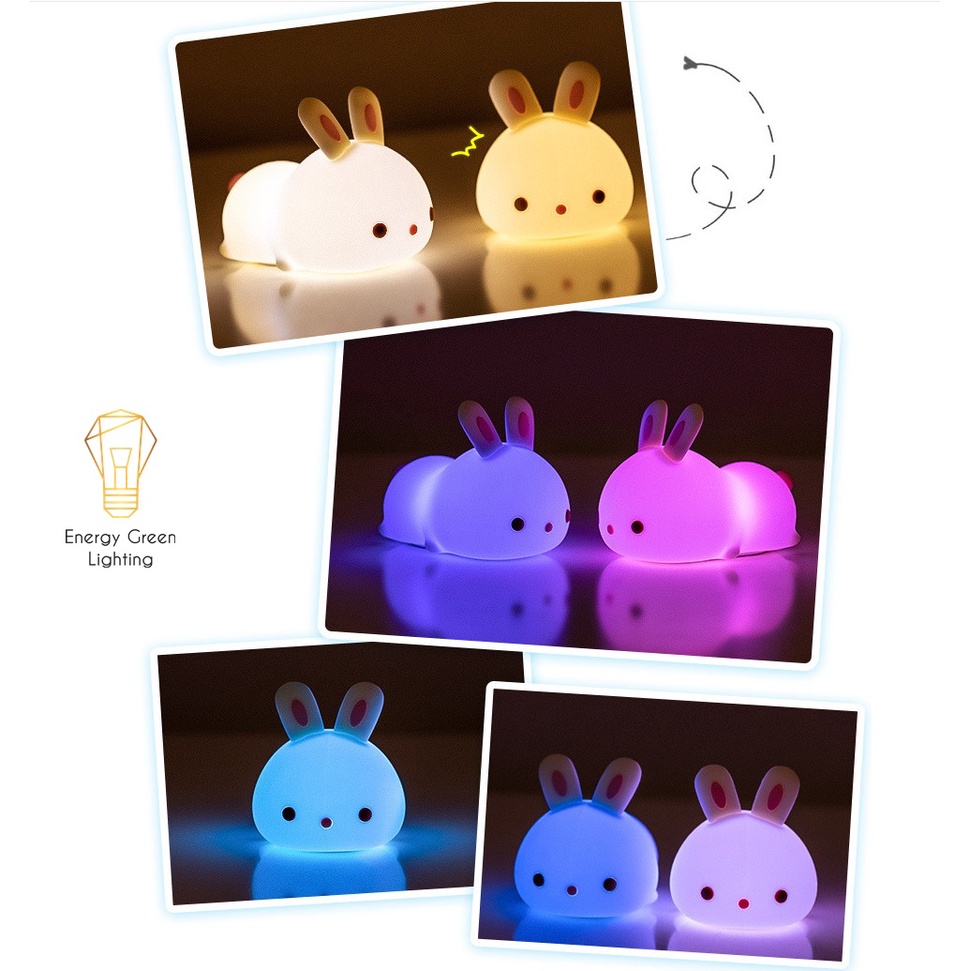 Đèn Ngủ Energy Green Lighting Hình Chú Thỏ Xinh Xắn Dễ Thương WH-A13 - Thay Đổi Màu Sắc Tùy Thích - Silicon Mềm Mại