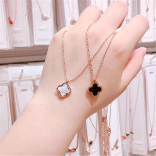 Dây Chuyền Mạ Vàng Hồng Mặt Cỏ Bốn Lá Dễ Thương Cho Nữ