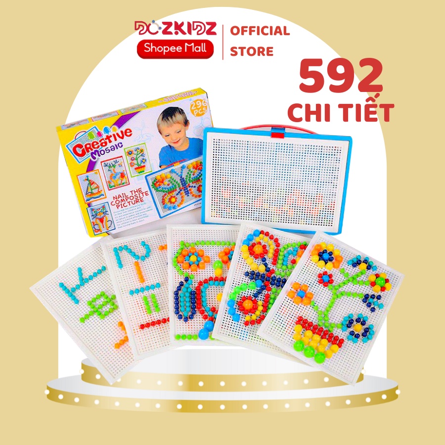 Đồ chơi xếp hình ghim nấm 296-592 CHI TIẾT phát triển tư duy và sáng tạo cho bé từ 3 tuổi - DOZKIDZ