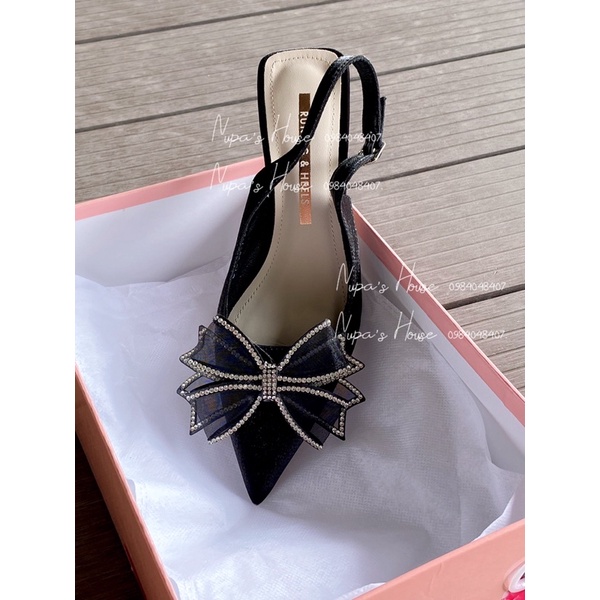 Giày cao gót nơ viền đá
