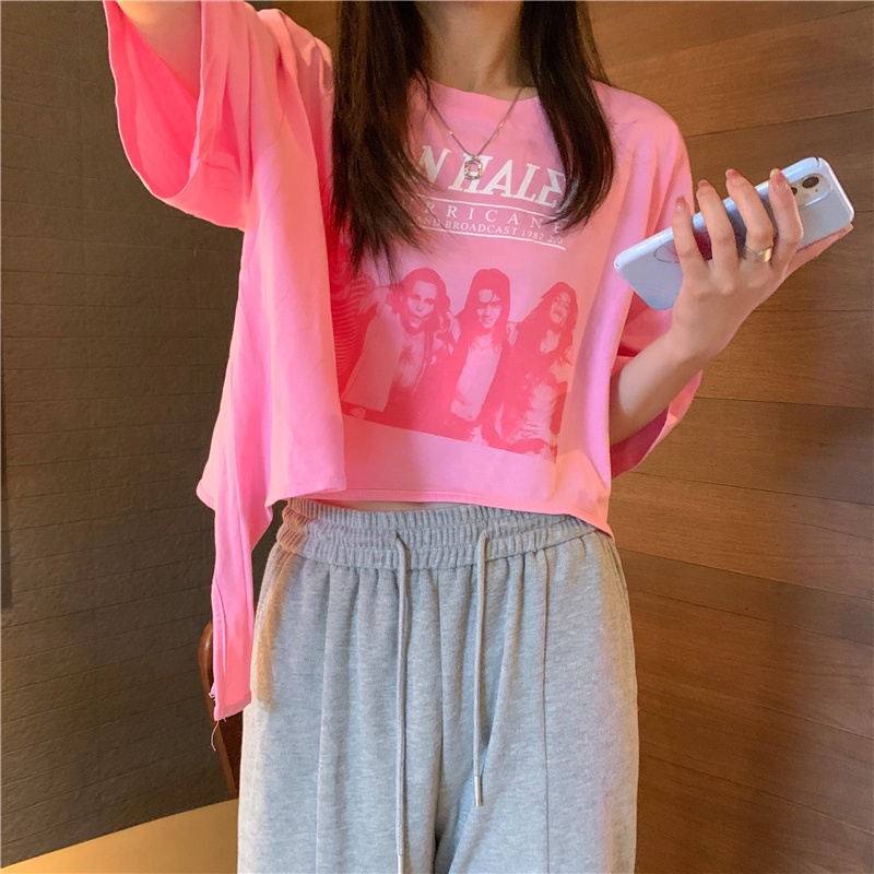 Áo Thun Nữ Ngắn Tay Cổ Tròn Form Rộng Thời Trang Hàn