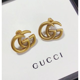 [Giao Hàng Tại Chỗ] Bông Tai Vải Đồng Mạ Vàng Hình Chữ G Đôi Phong Cách Cổ Điển Daigou Gucci 2021 Phong Cách Mới Cho Nữ
