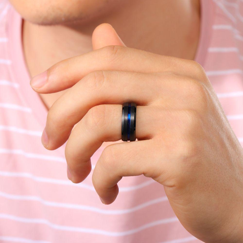 Nhẫn Thép Titan 8mm Phong Cách Cổ Điển Cho Nam