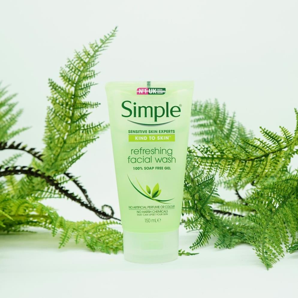 Sữa rửa mặt Simple 🌸 Freeship 🌸 dịu nhẹ giúp da sạch thoáng, không chứa xà phòng 150ml