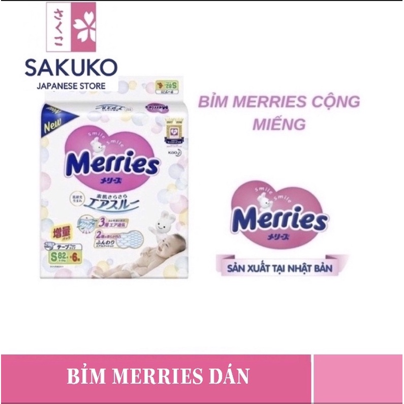 BỈM DÁN MERRIES SS90/S82/M64/L64+6 - [Hàng Nhật Nội Địa]