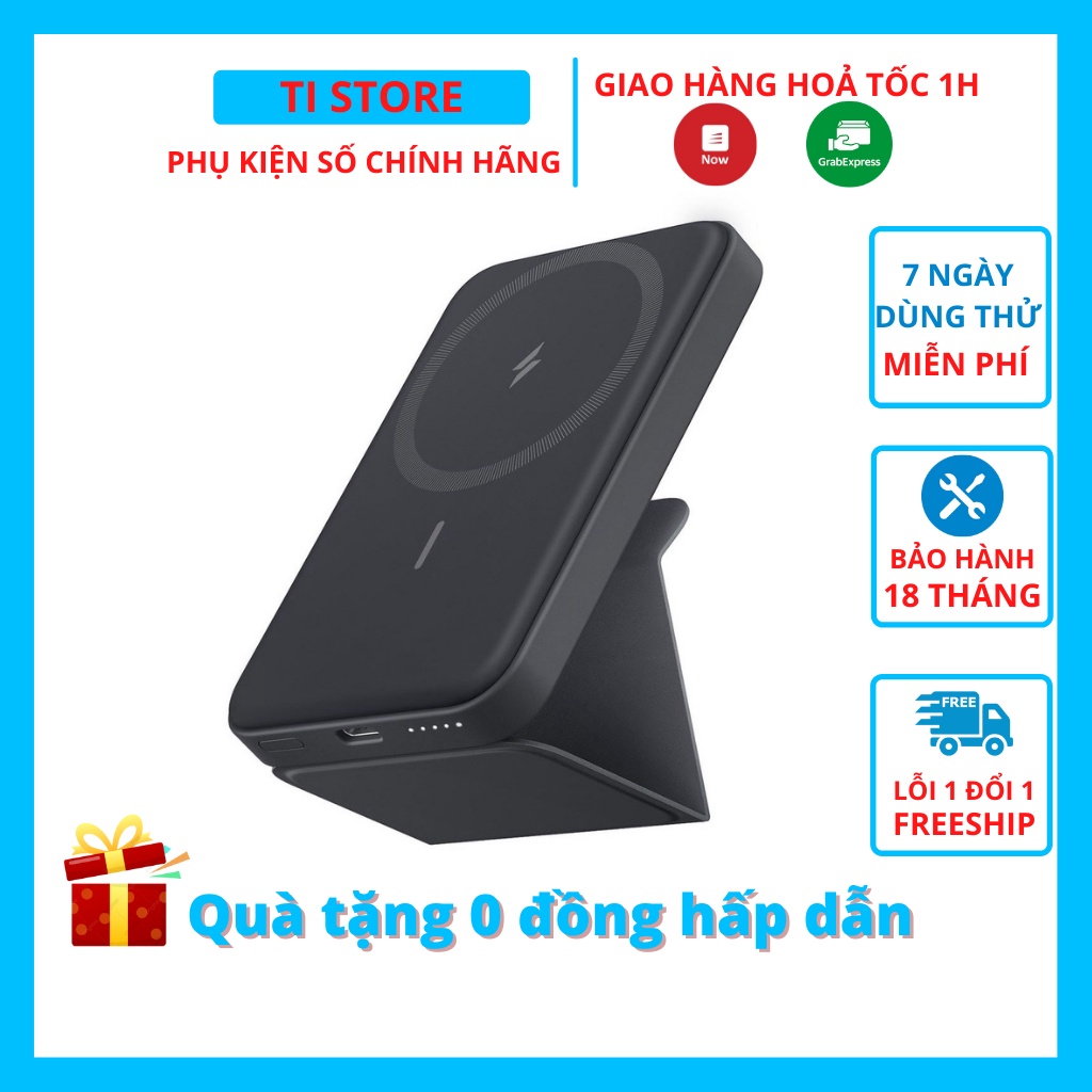 Sạc dự phòng Anker Magsafe 5000mAh A1611 MagGo 622, pin dự phòng từ tính không dây mini iphone 12 13 Pro Max tistore