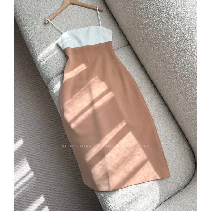 Đầm Maxi 2 Dây Phối Màu Đơn Giản Thanh Lịch