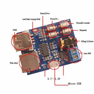 Mạch phát nhạc MP3 từ thẻ nhớ + USB