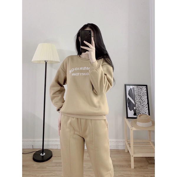 Bộ Nỉ Bông Nữ Hottrend 2021 - Vải nỉ cao cấp không xù - 3 màu thời trang