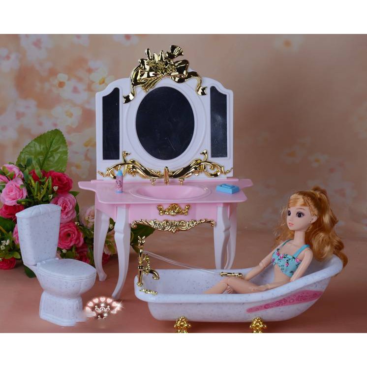 Bộ đồ chơi bồn tắm nhà vệ sinh, nội thất cho búp bê Barbie,búp bê Xinyi,búp bê Licca,sản phẩm không bao gồm búp bê