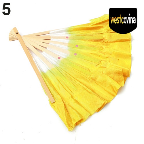 [Hot]☀ Quạt Múa Bụng Tay Cầm Bằng Tre Lụa Phong Cách Trung Hoa
