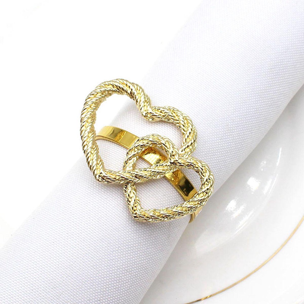 Nhẫn Giữ Khăn Ăn Hình Trái Tim Đôi Cho Ngày Valentine|Khóa Gài Hình Chữ Nhật Tiện Dụng