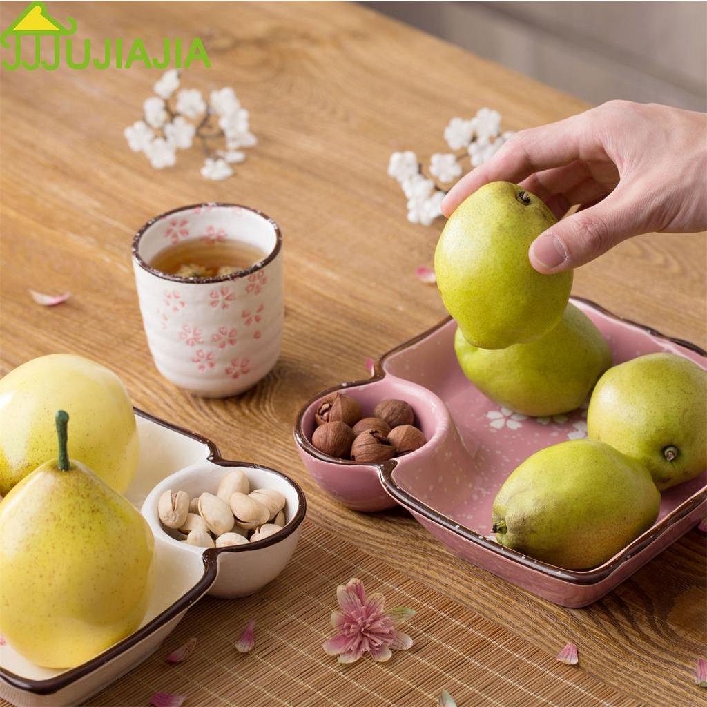 Đĩa Gốm JUJIAJIA Hình Vuông Có Ô Nhỏ Đựng Nước Sốt Tiện Lợi