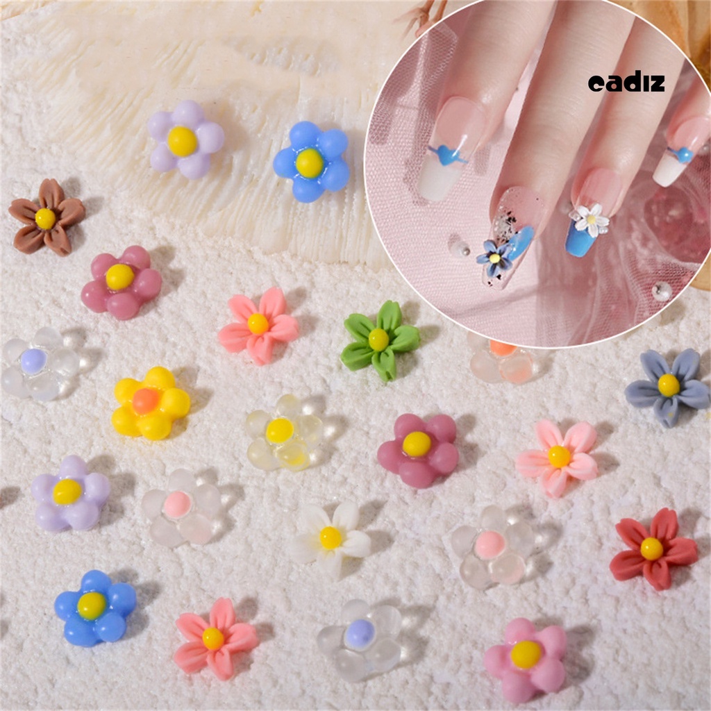 Set 50 Phụ Kiện Trang Trí Móng Tay Nghệ Thuật Hình Hoa 3D Mini Bằng Nhựa Resin Màu Sáng Chống Nước Cho Nữ