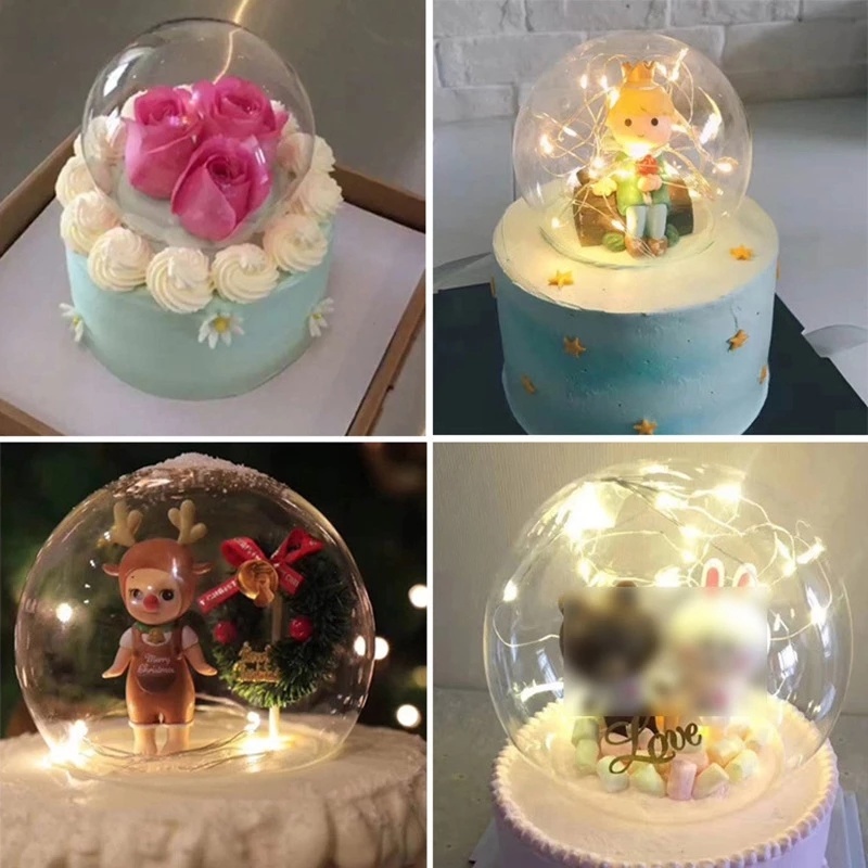 Quả Cầu Thủy Tinh Trong Suốt Bằng Nhựa 14Cm Trang Trí Bánh Kem