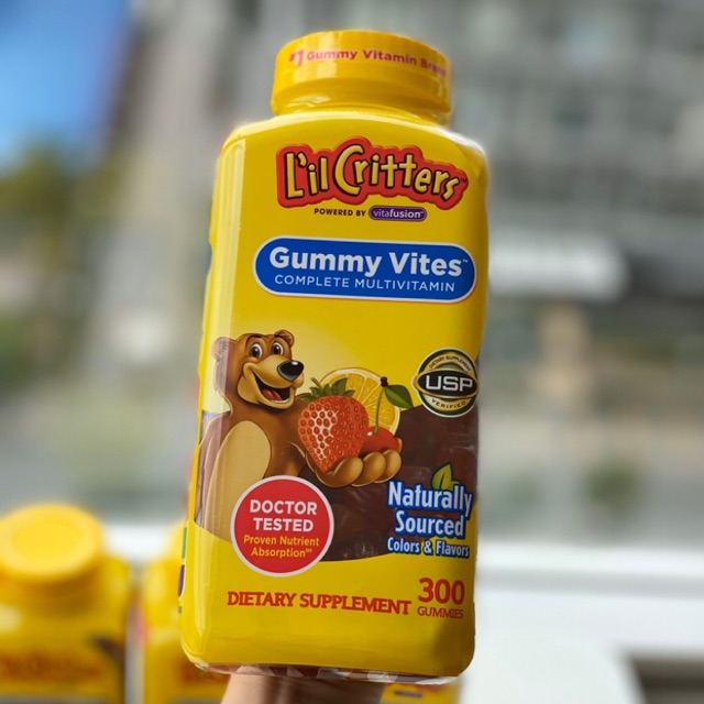 Kẹo dẻo L’il Critters Gummy Vites 300 viên hàng Mỹ xách tay - bổ sung Canxi & Vitamin D3 cho trẻ chắc xương & cao lớn