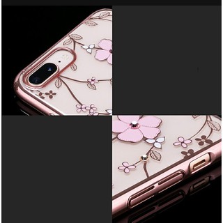 Ốp lưng điện thoại IPhone 7Plus | 8Plus Pha lê Hoa đào - Hãng Kavaro