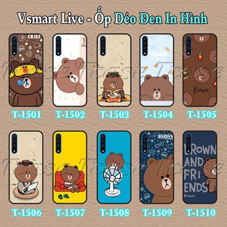 Ốp lưng Vsmart Live dẻo đen in hình BST Gấu Nâu Cute
