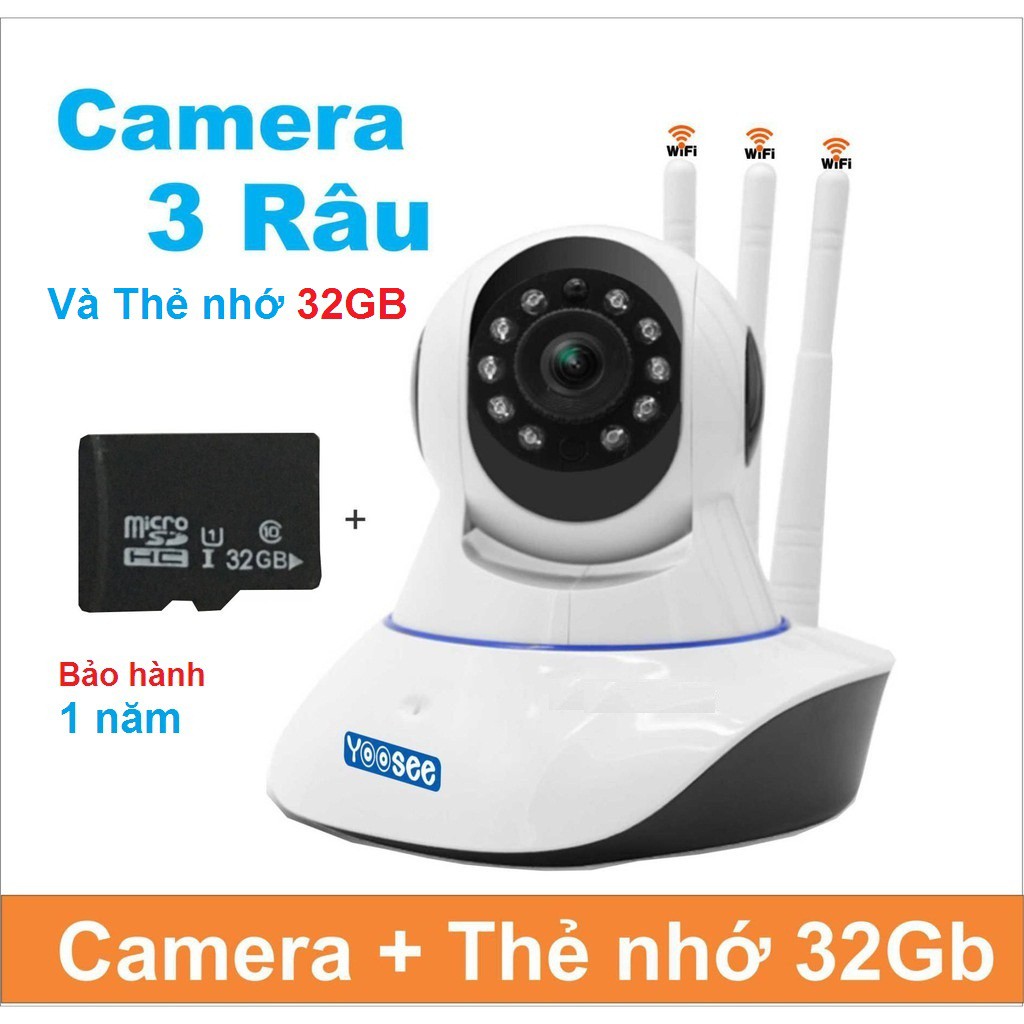 [COMBO] Camera wifi yoosee 3 râu+ Thẻ 32Gb