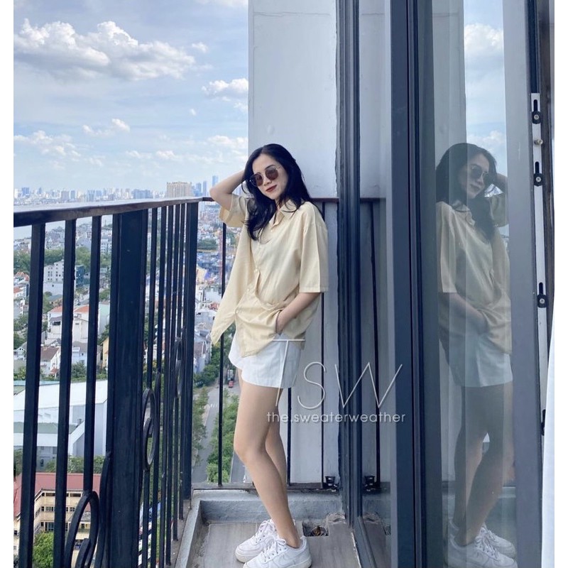 [Ảnh thật/Sẵn]Áo sơmi cộc tay cài vạt lệch chất lụa mịn | BigBuy360 - bigbuy360.vn