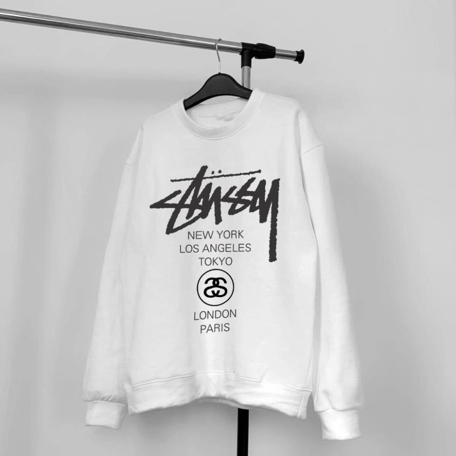 Áo nỉ Sweater Stussy, Form RỘNG CHUẨN Xu Hướng, áo Tay dài nỉ bông Cao Cấp Unisex Nam Nữ. KKIM Style