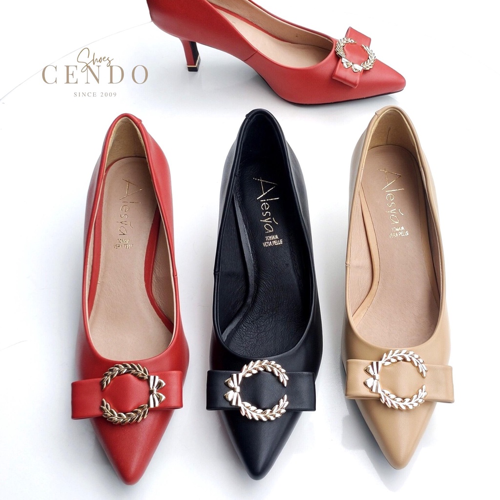 Giày ALESYA mũi nhọn, hoạ tiết C 5cm