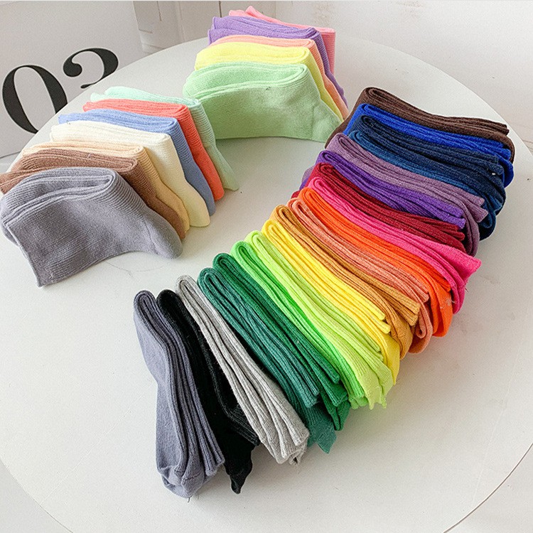 Vớ cổ cao unisex basic trơn màu pastel Hàn - V37