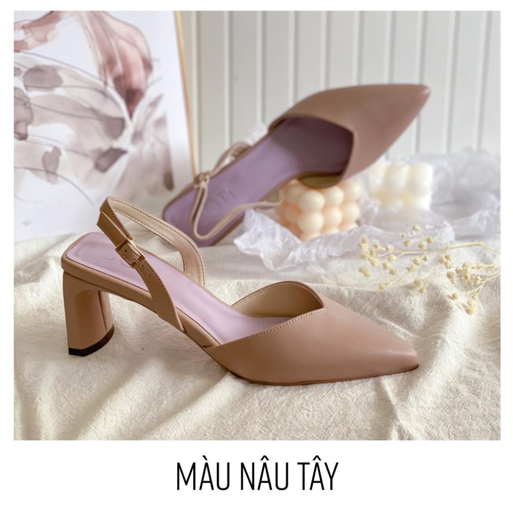 Giày Cao Gót Nữ JOTI Fiona 3237VN6 - Mũi Nhọn Hở Gót Đế Trụ Cao 6cm Da Mờ - Mang Công Sở Dự Tiệc -KH986