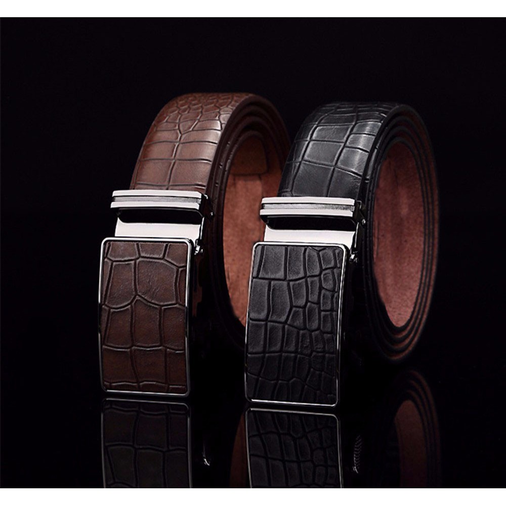 ( Rẻ Vô Địch ) Dây nịt da vân cá sấu, Thắt lưng khóa tự động phủ da - Phong cách lịnh lãm, Doanh nhân