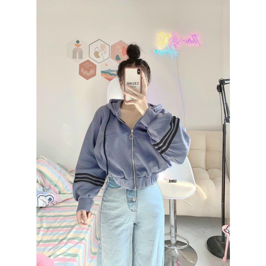 Áo khoác nữ Áo khoát nữ chống nắng Hoodie Nỉ Zip Form Lững Tay Phồng cute đẹp-A812