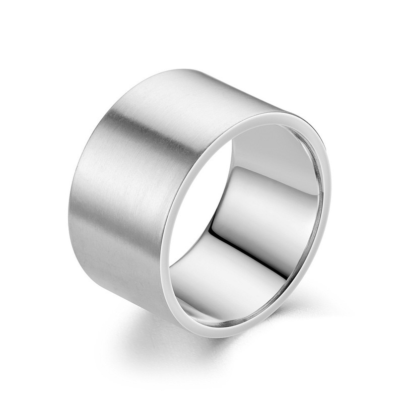 Nhẫn siêu rộng 12mm bằng thép không gỉ thời trang hoàn toàn mới, nhẫn lớn cho nam và nữ bằng thép titan phong cách đơn giản.