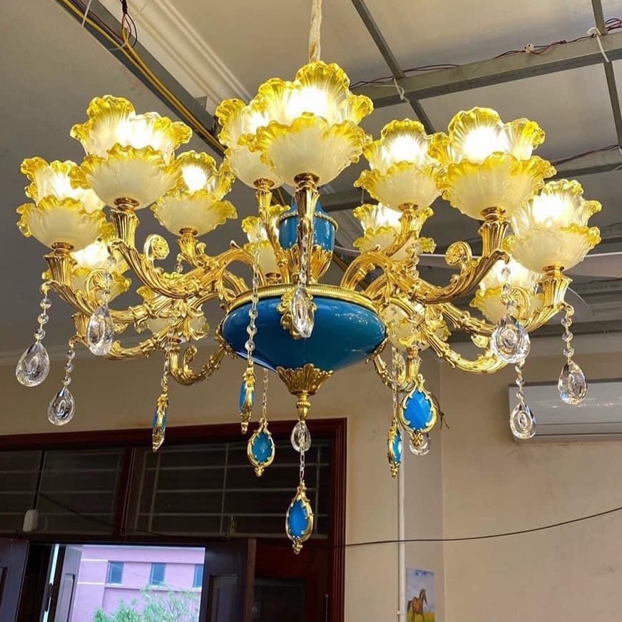 Đèn chùm MONSKY LILY15 tay hiện đại trang trí nội thất cao cấp