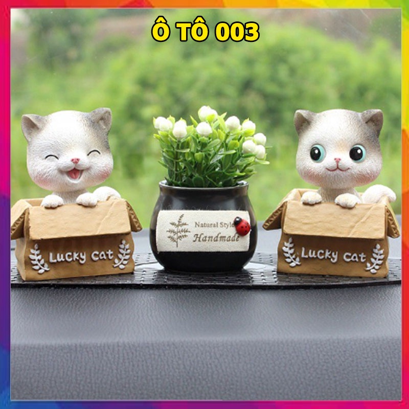 Trang trí ô tô - Set mèo Lucky Cat kute trang trí taplo xe hơi, để bàn làm việc