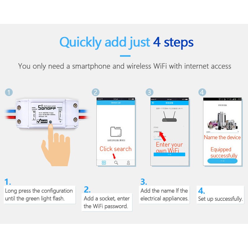 công tắc điện điều khiển từ xa sonoff Basic Điều Khiển Thông Minh qua điện thoại