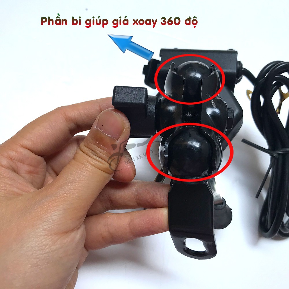 [CÓ VIDEO] [2 TRONG 1] GIÁ ĐỠ ĐIỆN THOẠI KÈM SẠC TRÊN XE MÁY CỰC KỲ TIỆN DỤNG- GIÁ XOAY 360 ĐỘ  ĐẾ CAO SU CHỐNG TRƯỢT