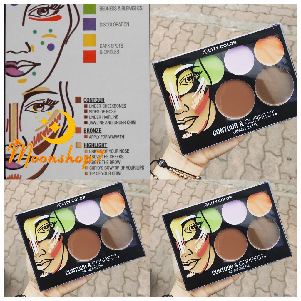 [CHÍNH HÃNG] Bảng Tạo Khối Và Che Khuyết Điểm, Highlight 7 Ô City Color Contour &amp; Correct Pro Cream Palette