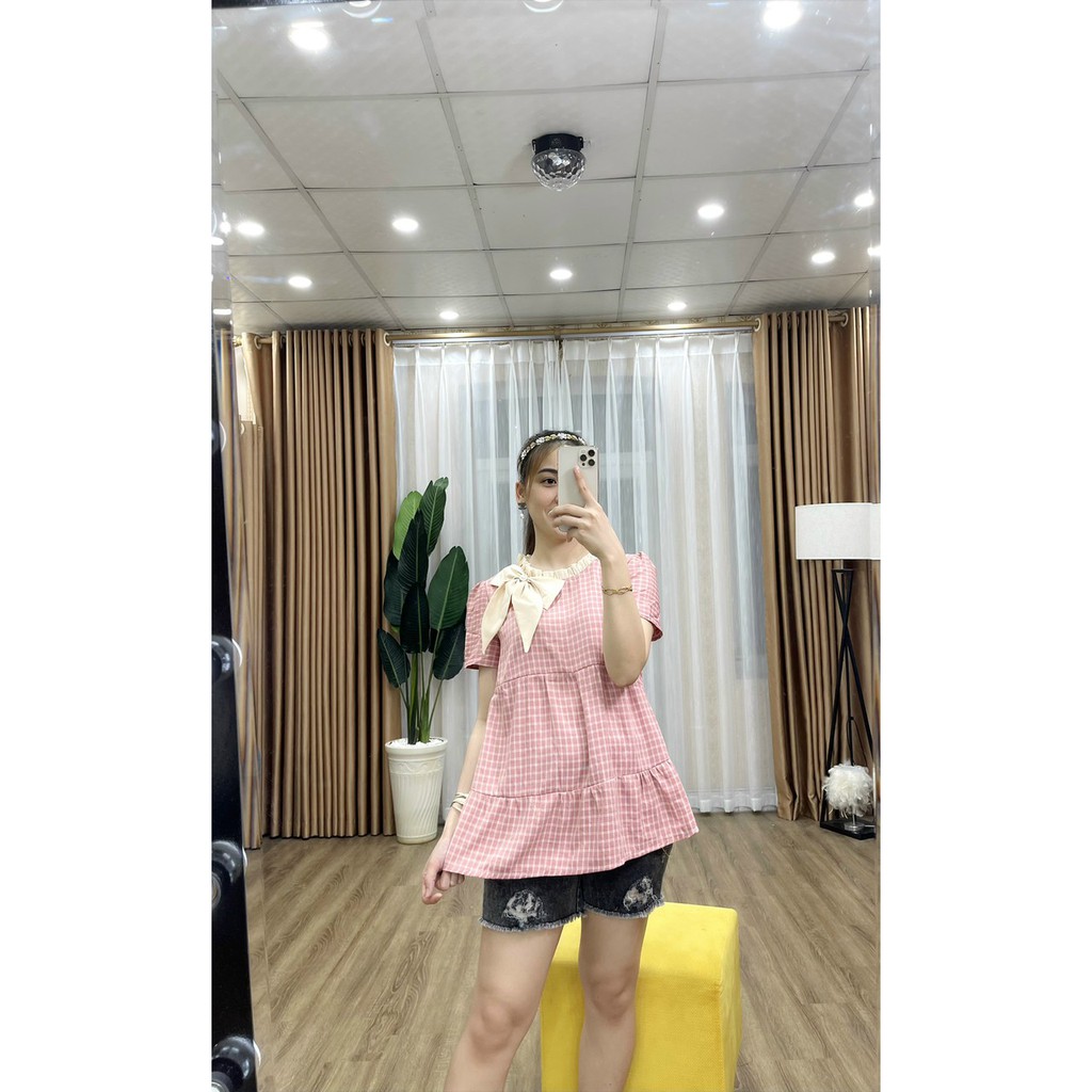 Áo bầu kiểu đồ công sở đẹp dáng babydoll xinh thiết kế - Freesize 65kg