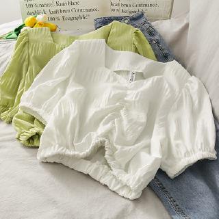 Áo Kiểu Chiffon Tay Phồng Xếp Ly Thời Trang Nữ Tính