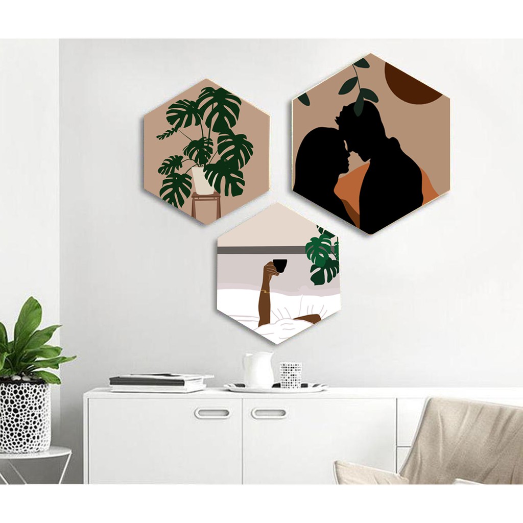 Set tranh dán tường decor lục giác | BigBuy360 - bigbuy360.vn