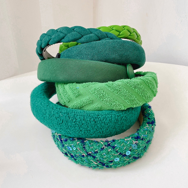 Băng Đô Vải Nhung Bản Rộng Màu Xanh Lá Thời Trang Hàn Quốc