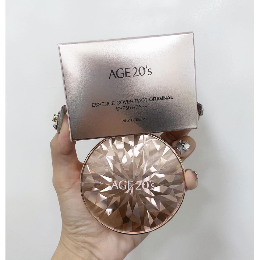 Phấn nền lạnh kim cương AGE 20's Essence Cover Pact Original Diamond Edition màu hồng | BigBuy360 - bigbuy360.vn