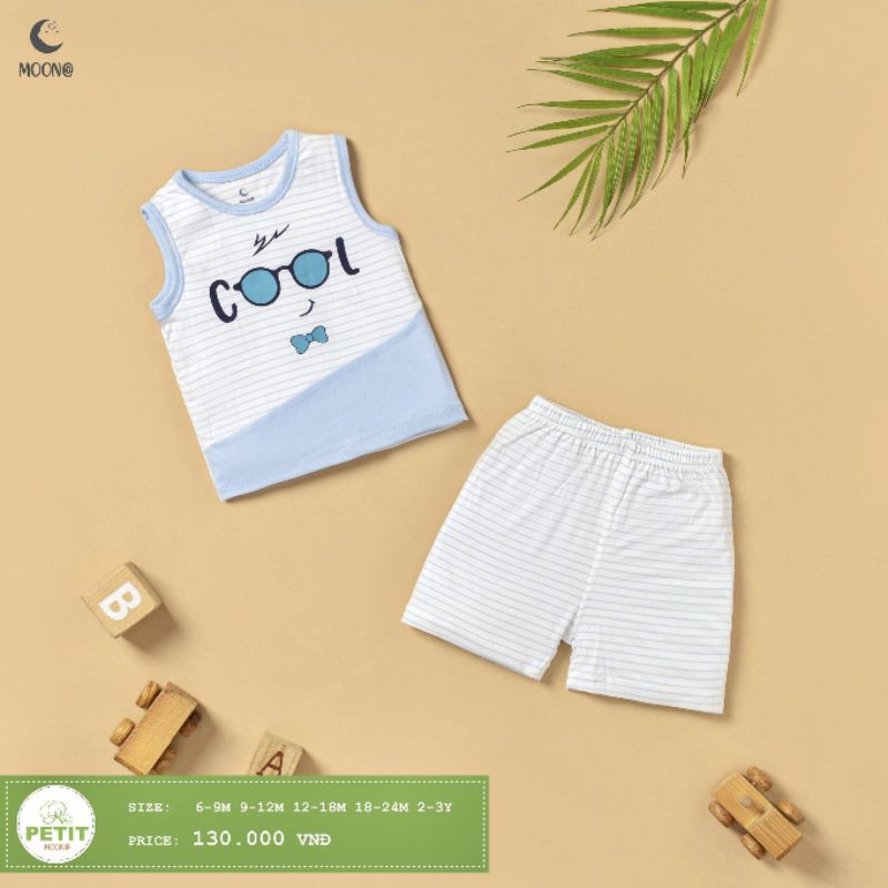 Moon -  XẢ KHO Bộ ba lỗ Moon vải petit cho bé 6-16kg