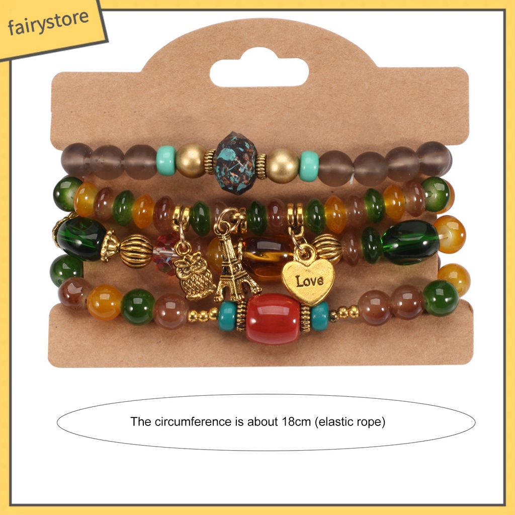 Set vòng đeo tay chuỗi hạt phối tua rua phong cách Boho