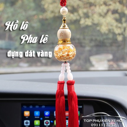 Hồ lô pha lê đựng dát vàng trang trí xe hơi, ô tô