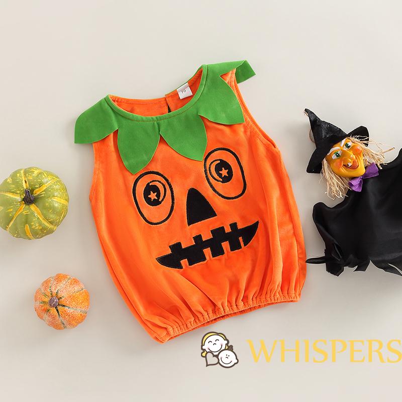 Áo Sát Nách Cổ Tròn In Hình Mặt Cười Và Lá Cây Thời Trang Halloween Cho Bé Trai Và Gái