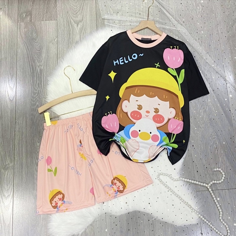 Set đồ bộ ngủ mặc ở nhà in hình dễ thương giá rẻ - clothingforgirl